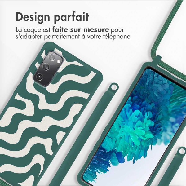 imoshion Coque design en silicone avec cordon Samsung Galaxy S20 FE - Petrol Green Groovy