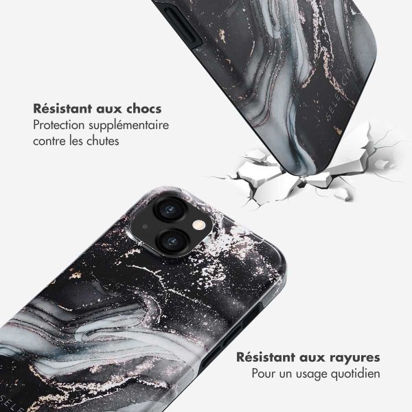 Selencia Coque arrière Vivid Apple iPhone 15 - Chic Marble Black