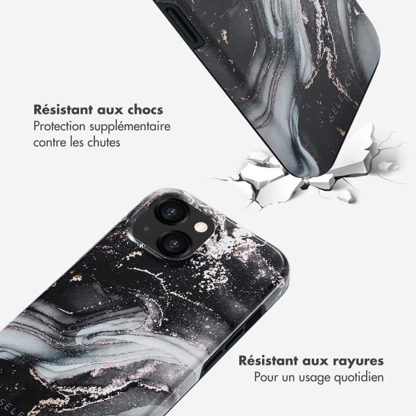 Selencia Coque arrière Vivid Tough iPhone 15  - Chic Marble Black