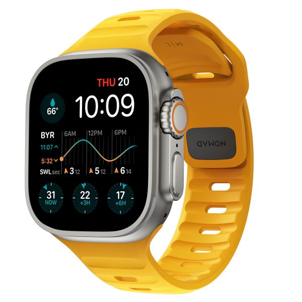 Nomad Bracelet Sport FKM Apple Watch Series 1-10 / SE / Ultra (2) - 42/44/45/46/49 mm - Jaune