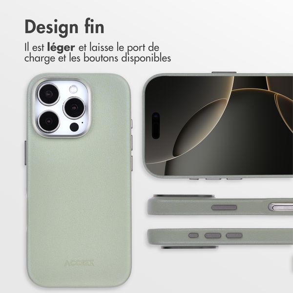 Accezz Coque arrière en cuir avec MagSafe Apple iPhone 16 Pro - Light Grey