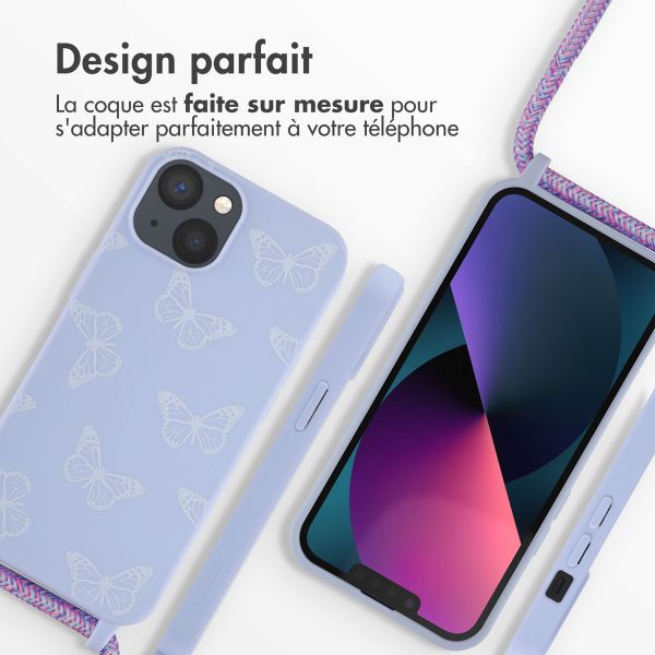 imoshion Coque design en silicone avec cordon Apple iPhone 13 - Butterfly