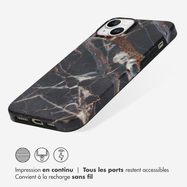 Selencia Aurora Coque Fashion iPhone 15 Plus - Coque durable - 100% recyclée - Marbre Noir