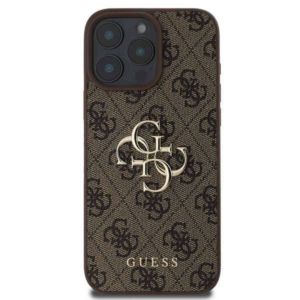 Guess Coque 4G Metal Logo Backcover Apple iPhone 16 Pro Max - Marron