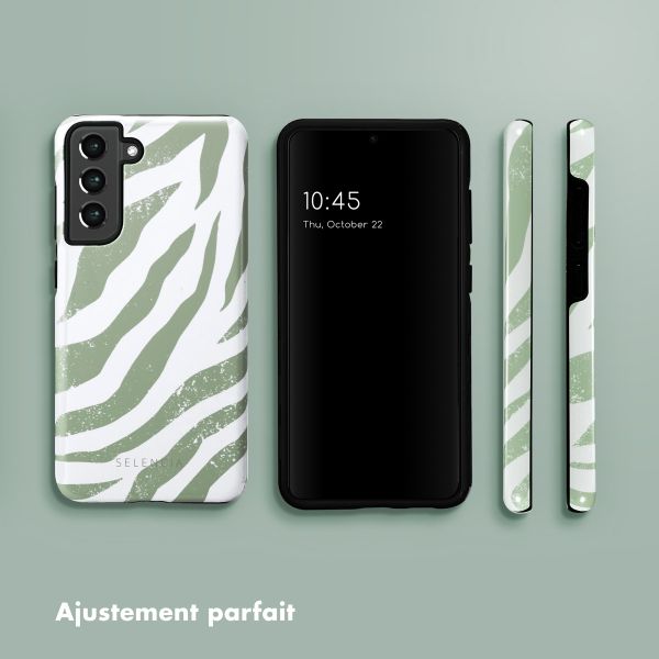 Selencia Coque arrière Vivid Tough Samsung Galaxy S21 FE - Colorful Zebra Sage Green