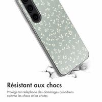 imoshion Coque design pour Samsung Galaxy S23 - Smoke Green Flowers