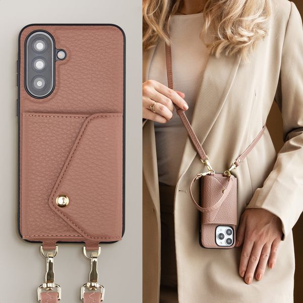 Selencia Coque de télephone Sera avec cordon et porte-cartes enveloppe Samsung Galaxy A37 (5G) - Old Pink