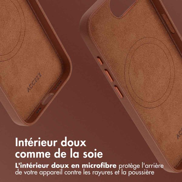 Accezz Coque arrière en cuir avec MagSafe Apple iPhone 16e - Sienna Brown