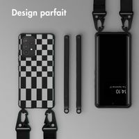 Selencia Coque design en silicone avec cordon amovible Samsung Galaxy A53 - Irregular Check Black