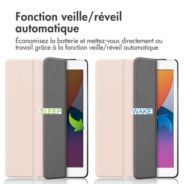 imoshion Coque tablette Trifold iPad 9 (2021) 10.2 pouces / iPad 8 (2020) 10.2 pouces / iPad 7 (2019) 10.2 pouces - Beige