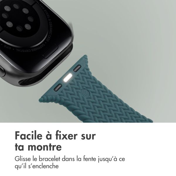 imoshion Bracelet tressé en silicone Apple Watch Series 1 t/m 11 / SE / Ultra (44/45/46/49 mm) - Vert foncé