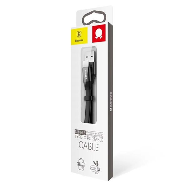 Baseus Nimple Series câble USB-A vers USB-C extra court - 23 centimètres - Noir