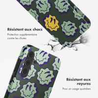 Selencia Coque arrière Vivid Samsung Galaxy A55 - Wavy Smiley Green