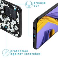 imoshion Coque Design Samsung Galaxy A71 - Fleur - Blanc / Noir