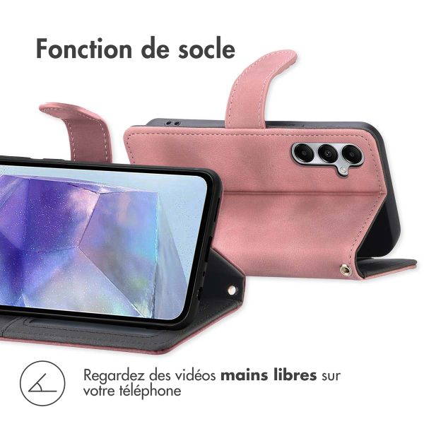 imoshion Etui de téléphone portefeuille avec cordon Samsung Galaxy A55 - Rose