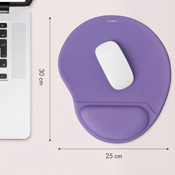 imoshion Tapis de souris ergonomique - Tapis de souris avec repose-poignet - 30 x 25 cm - Lilas