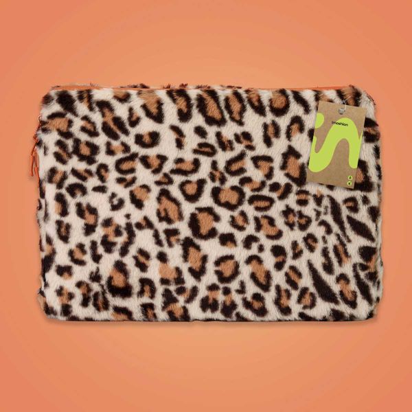 imoshion Pochette ordinateur Fluffy 13-14 pouces - Leopard Orange