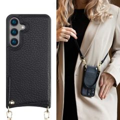 Selencia Coque arrière avec cordon et porte-cartes Nova Samsung Galaxy S24  - Noir