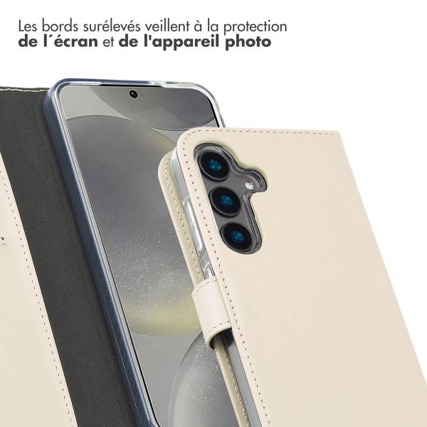Selencia Étui portefeuille en cuir véritable Samsung Galaxy S24 - Greige