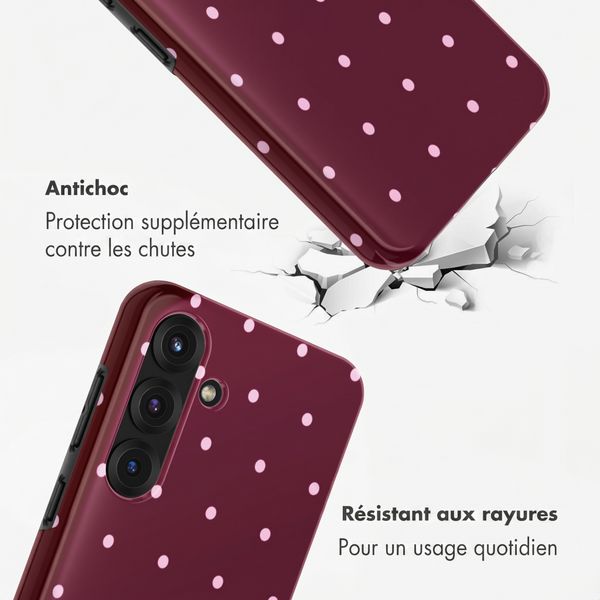 Selencia Coque arrière Vivid avec MagSafe Samsung Galaxy S25 - Happy Dots Burgundy
