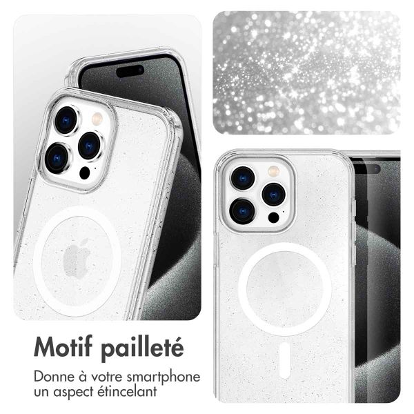 imoshion Coque Pailletée avec MagSafe Apple iPhone 15 Pro - Paillettes Transparent