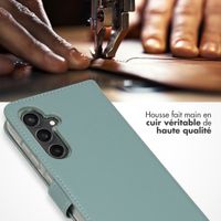 Selencia Étui portefeuille en cuir véritable Samsung Galaxy S23 FE - Air Blue