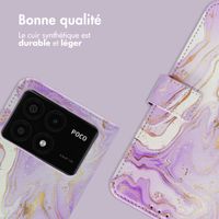 imoshion Étui de télephone portefeuille Design Xiaomi Poco X6 Pro - Purple Marble