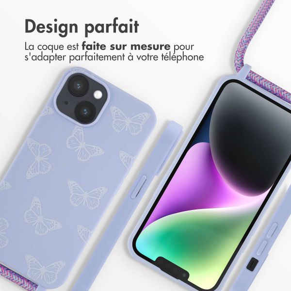 imoshion Coque design en silicone avec cordon Apple iPhone 14 - Butterfly