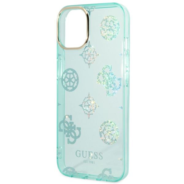 Guess Coque Peony Glitter iPhone 14 - Turquoise