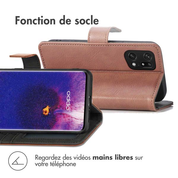 imoshion Étui de téléphone portefeuille Luxe Oppo Find X5 Pro 5G - Brun