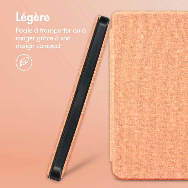 imoshion Étui de liseuse portefeuille Canvas Sleepcover Pocketbook Touch Lux 5 / HD 3 / Basic Lux 4 / Vivlio Lux 5 - Peach