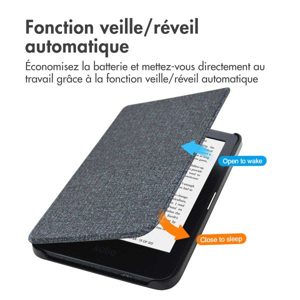 imoshion Étui de liseuse portefeuille Canvas Sleepcover Kobo Clara 2E / Tolino Shine 4 - Glitter Noir