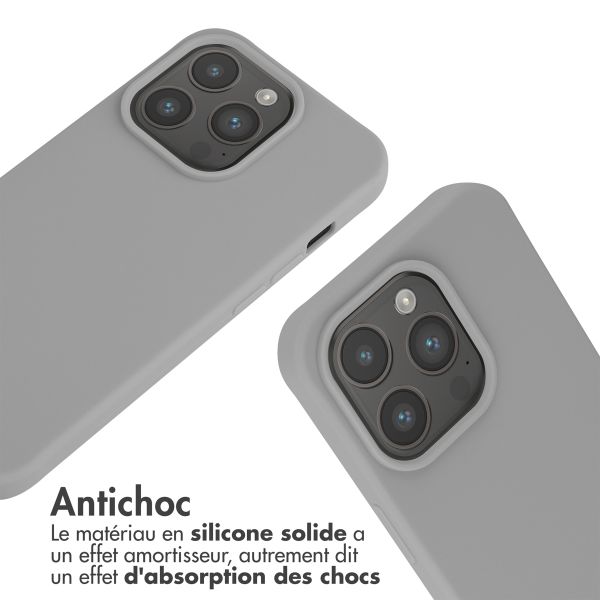 imoshion Coque en silicone avec cordon Apple iPhone 15 Pro - Gris clair