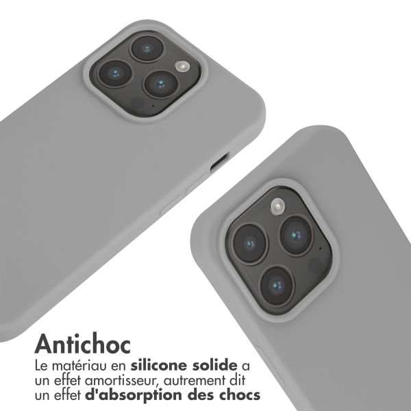 imoshion ﻿Coque en silicone avec cordon iPhone 15 Pro - Gris clair