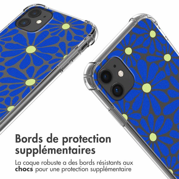 imoshion Coque Design avec cordon iPhone 11 - Cobalt Blue Flowers Connect