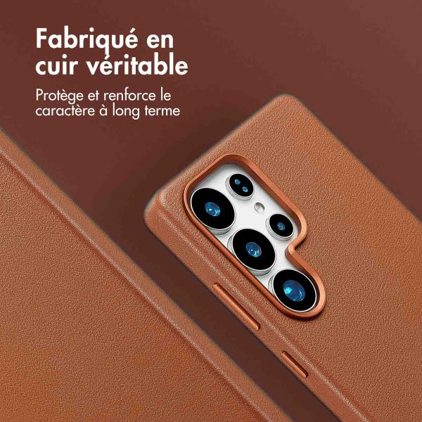 Accezz Coque arrière en cuir avec Magsafe Samsung Galaxy S25 Ultra - Sienna Brown