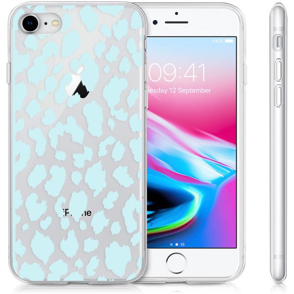 imoshion Coque Design iPhone SE (2022 / 2020) / 8 / 7 / 6s - Léopard - Bleu