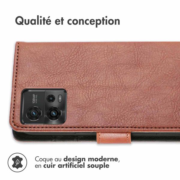 imoshion Etui de téléphone portefeuille Luxe Motorola Moto G72 - Brun