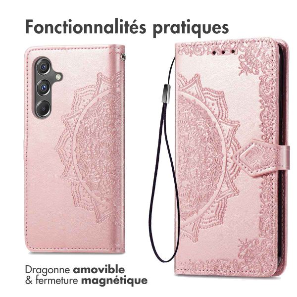 imoshion Etui de téléphone portefeuille Mandala Samsung Galaxy A15 (5G/4G) - Rose Dorée