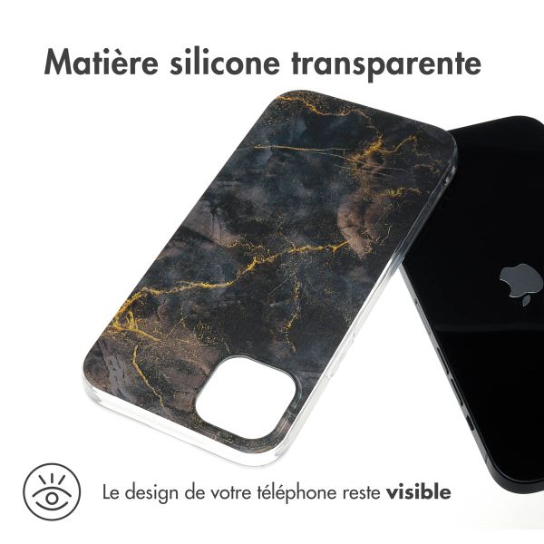 imoshion Coque Design Apple iPhone 15 Plus - Black Marble Transparent
