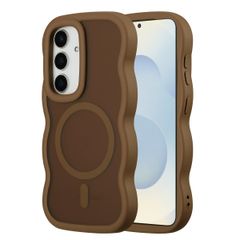 Selencia Coque arrière Wavy avec MagSafe Samsung Galaxy S24 / S25 - Mocha Brown