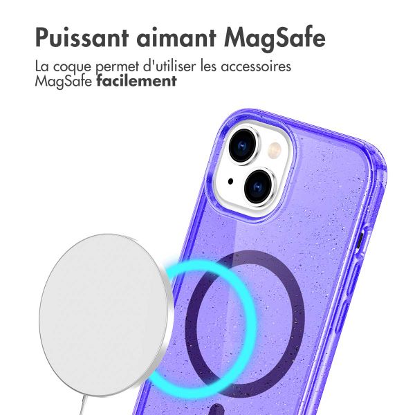 imoshion Coque Pailletée avec MagSafe Apple iPhone 14 - Paillettes Violet