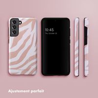 Selencia Coque arrière Vivid Tough Samsung Galaxy S21 FE - Colorful Zebra Old Pink