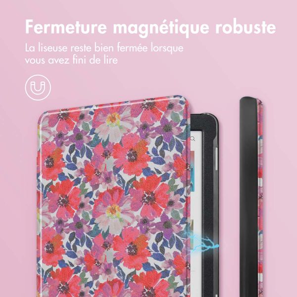 imoshion Design Slim Hard Case Sleepcover Kobo Clara Colour / BW - Flower Watercolor