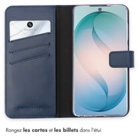 Selencia Étui portefeuille en cuir véritable Samsung Galaxy S26 Ultra - Bleu foncé