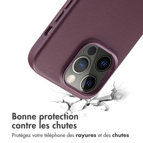 Accezz Coque arrière en cuir avec MagSafe Apple iPhone 14 Pro - Heath Purple