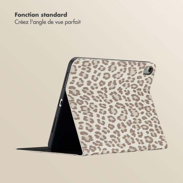 Selencia Coque tablette Sabi avec imprimé léopard Apple iPad 11 (2025) 11 pouces A16 / iPad 10 (2022) 10.9 pouces - Soft Ivory