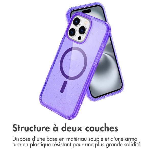 imoshion Coque Pailletée avec MagSafe Apple iPhone 16 Pro Max - Paillettes Violet