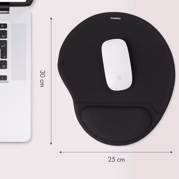 imoshion Tapis de souris ergonomique - Tapis de souris avec repose-poignet - 30 x 25 cm - Noir