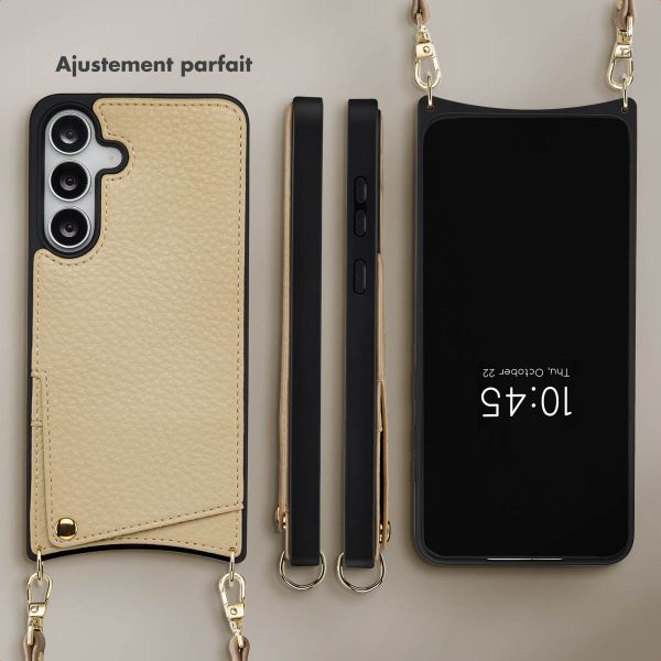 Selencia Coque de télephone Nova avec cordon et porte-cartes Samsung Galaxy S25 FE - Beige